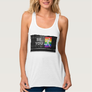 SlipperyJoe's Be You black brick wall walking figu Tank Top