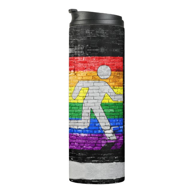 SlipperyJoe's Be You black brick wall walking figu Thermal Tumbler (Rotated Right)