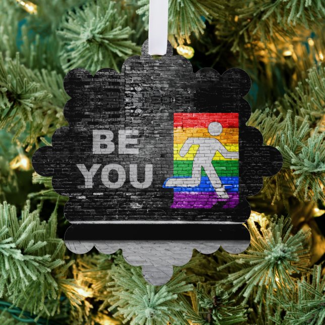 SlipperyJoe's Be You black brick wall walking figu Tree Decoration Card (Insitu (Tree))