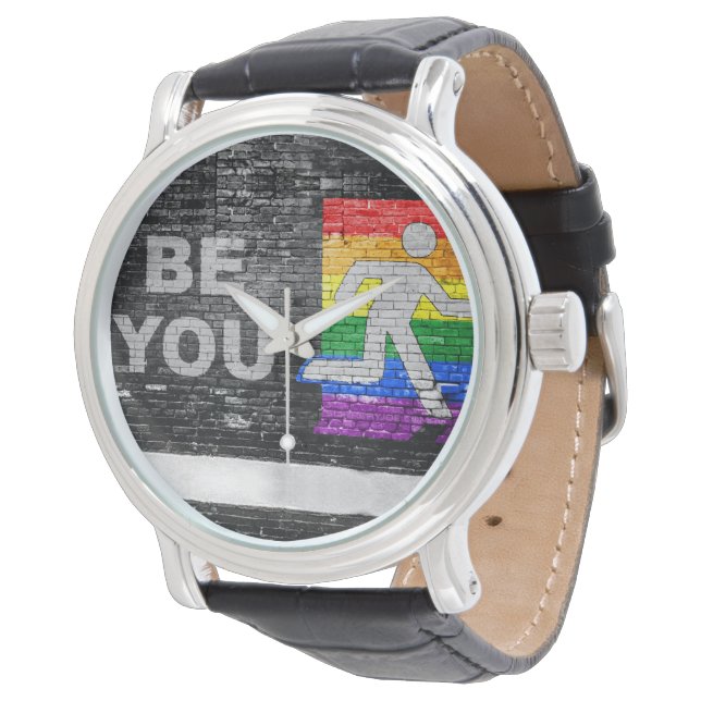 SlipperyJoe's Be You black brick wall walking figu Watch (Angled)