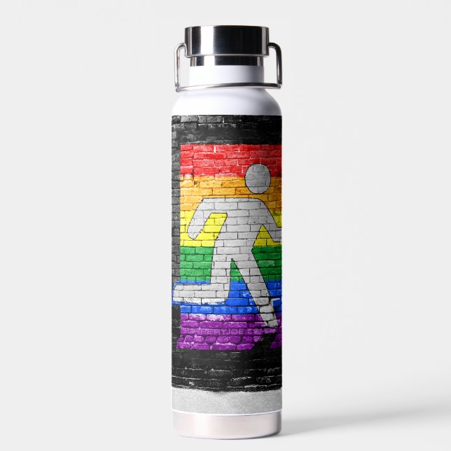 SlipperyJoe's Be You black brick wall walking figu Water Bottle (Back)