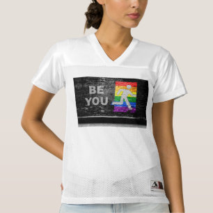 SlipperyJoe's Be You black brick wall walking figu Women's Football Jersey