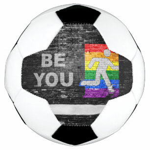 SlipperyJoe's Be You brick wall stick figure rainb Football
