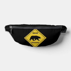 SlipperyJoe's bear crossing sign bear silhouette w Bum Bags