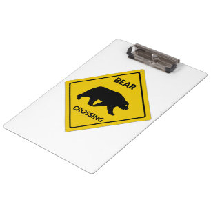 SlipperyJoe's bear crossing sign bear silhouette w Clipboard