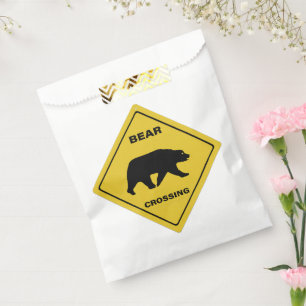 SlipperyJoe's bear crossing sign bear silhouette w Favour Bags