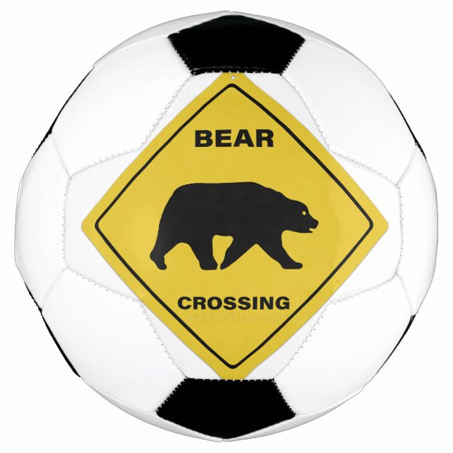SlipperyJoe's bear crossing sign bear silhouette w Football (Front)