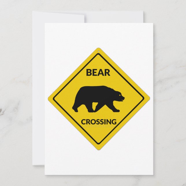 SlipperyJoe's bear crossing sign bear silhouette w Holiday Card (Front)