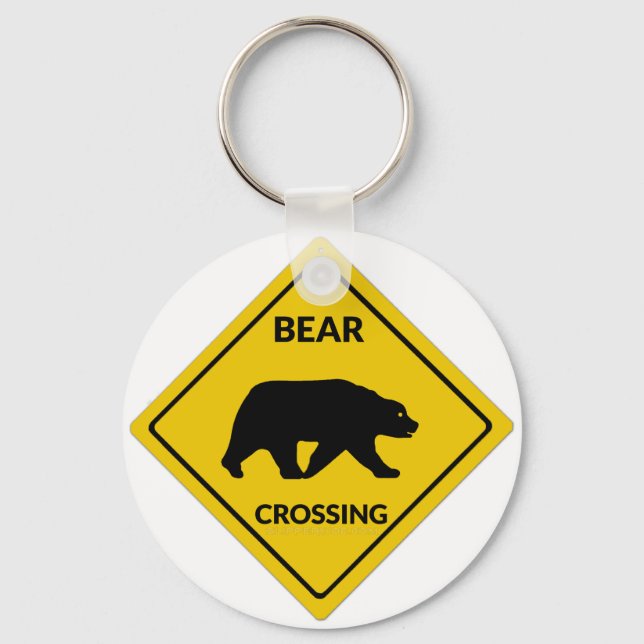 SlipperyJoe's bear crossing sign bear silhouette w Key Ring (Front)
