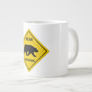 SlipperyJoe's bear crossing sign bear silhouette w Large Coffee Mug