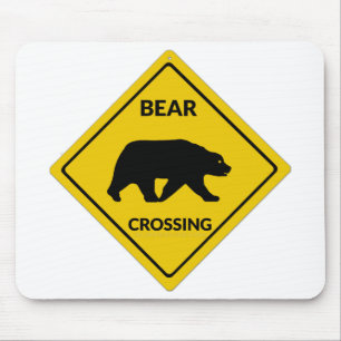 SlipperyJoe's bear crossing sign bear silhouette w Mouse Mat