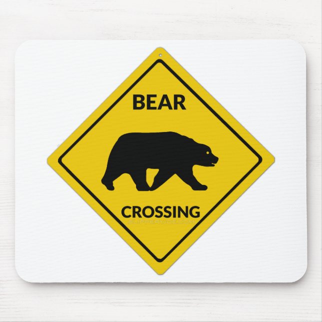 SlipperyJoe's bear crossing sign bear silhouette w Mouse Mat (Front)