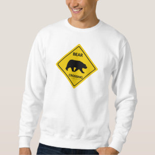 SlipperyJoe's bear crossing sign bear silhouette w Sweatshirt