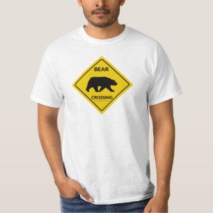 SlipperyJoe's bear crossing sign bear silhouette w T-Shirt