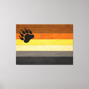 SlipperyJoe's Bear Pride flag wooden Brotherhood f Canvas Print