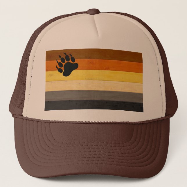 SlipperyJoe's Bear Pride flag wooden Brotherhood f Trucker Hat (Front)