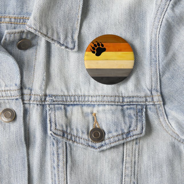 SlipperyJoe's Bear Pride flag wooden floor texture 6 Cm Round Badge (In Situ)