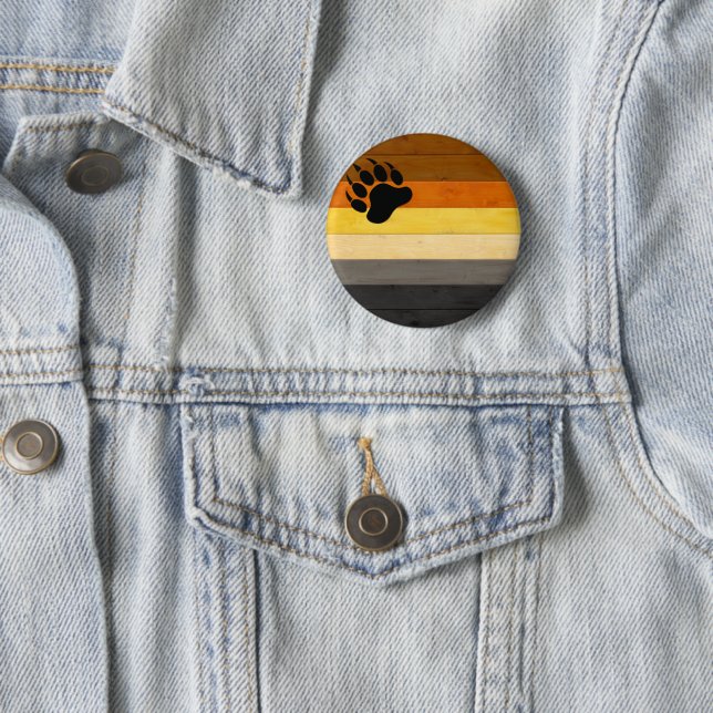 SlipperyJoe's Bear Pride flag wooden floor texture 6 Cm Round Badge (In Situ)