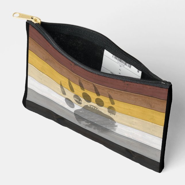 SlipperyJoe's Bear Pride flag wooden floor texture Accessory Pouch (Open)