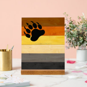 SlipperyJoe's Bear Pride flag wooden floor texture Acrylic Sign