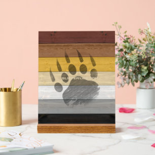 SlipperyJoe's Bear Pride flag wooden floor texture Acrylic Sign