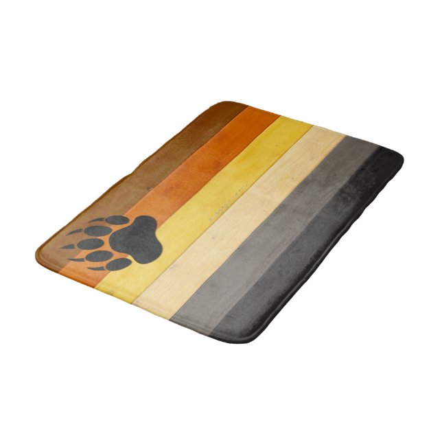 SlipperyJoe's Bear Pride flag wooden floor texture Bath Mat (Angled)