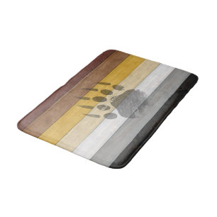 SlipperyJoe's Bear Pride flag wooden floor texture Bath Mat
