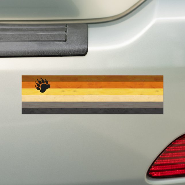 SlipperyJoe's Bear Pride flag wooden floor texture Bumper Sticker (On Car)