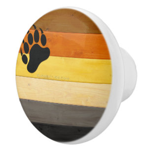 SlipperyJoe's Bear Pride flag wooden floor texture Ceramic Knob
