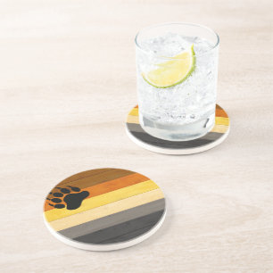 SlipperyJoe's Bear Pride flag wooden floor texture Coaster