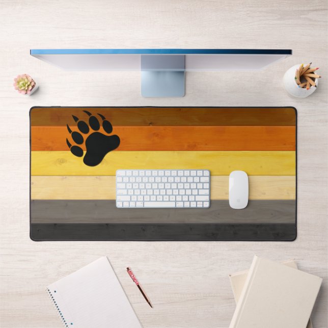 SlipperyJoe's Bear Pride flag wooden floor texture Desk Mat (Office 1)