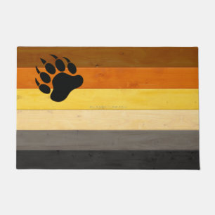 SlipperyJoe's Bear Pride flag wooden floor texture Doormat