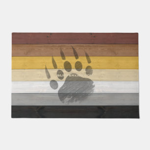SlipperyJoe's Bear Pride flag wooden floor texture Doormat