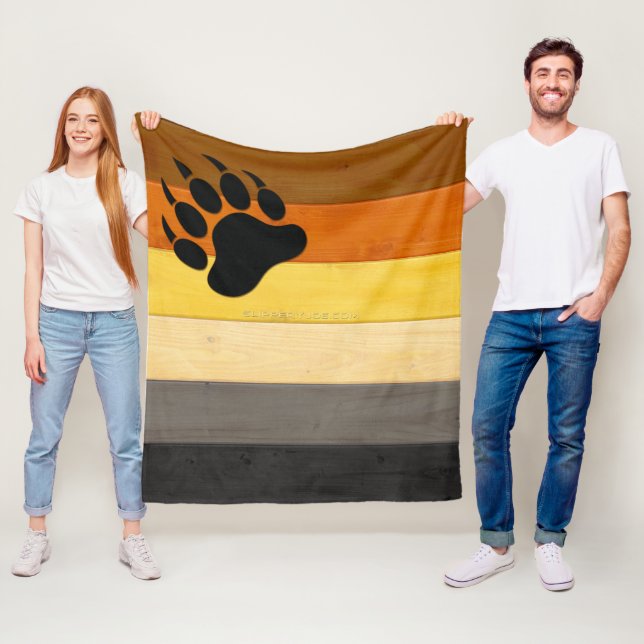 SlipperyJoe's Bear Pride flag wooden floor texture Fleece Blanket (In Situ)