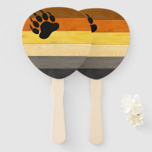 SlipperyJoe's Bear Pride flag wooden floor texture Hand Fan
