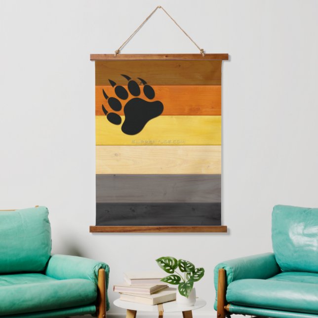 SlipperyJoe's Bear Pride flag wooden floor texture Hanging Tapestry (Living Room)