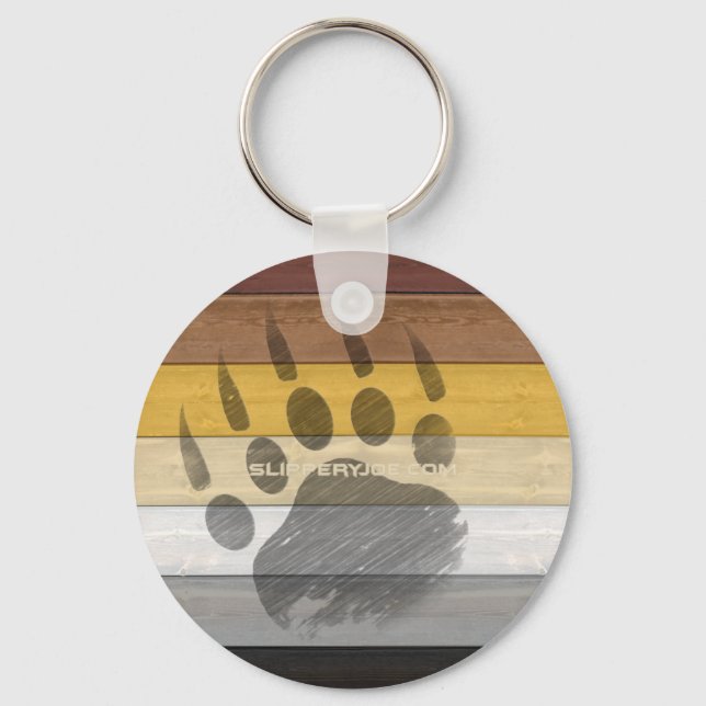 SlipperyJoe's Bear Pride flag wooden floor texture Key Ring (Front)