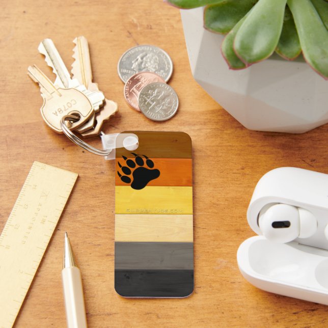 SlipperyJoe's Bear Pride flag wooden floor texture Key Ring (Desk)