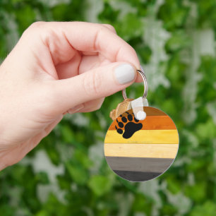 SlipperyJoe's Bear Pride flag wooden floor texture Key Ring