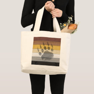 SlipperyJoe's Bear Pride flag wooden floor texture Large Tote Bag