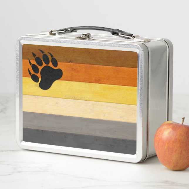 SlipperyJoe's Bear Pride flag wooden floor texture Metal Lunch Box (In Situ)