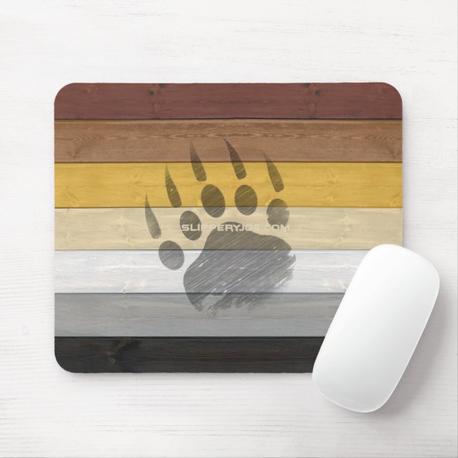 SlipperyJoe's Bear Pride flag wooden floor texture Mouse Mat (With Mouse)
