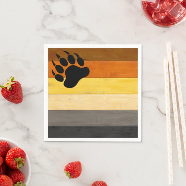 SlipperyJoe's Bear Pride flag wooden floor texture Napkin (Insitu)