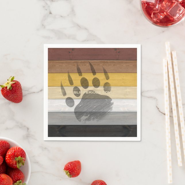 SlipperyJoe's Bear Pride flag wooden floor texture Napkin (Insitu)
