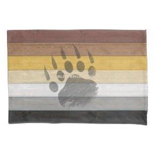 SlipperyJoe's Bear Pride flag wooden floor texture Pillowcase