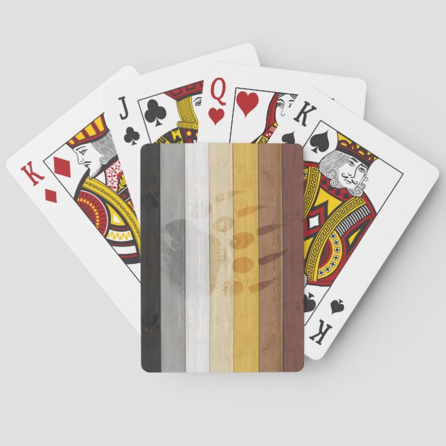 SlipperyJoe's Bear Pride flag wooden floor texture Playing Cards (Back)
