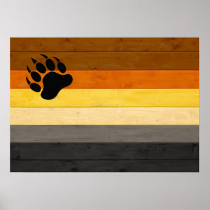SlipperyJoe's Bear Pride flag wooden floor texture Poster