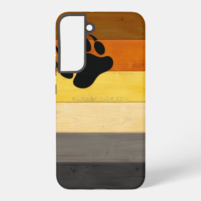 SlipperyJoe's Bear Pride flag wooden floor texture Samsung Galaxy S22+ Case (Back)