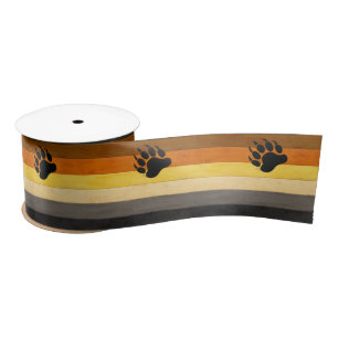 SlipperyJoe's Bear Pride flag wooden floor texture Satin Ribbon