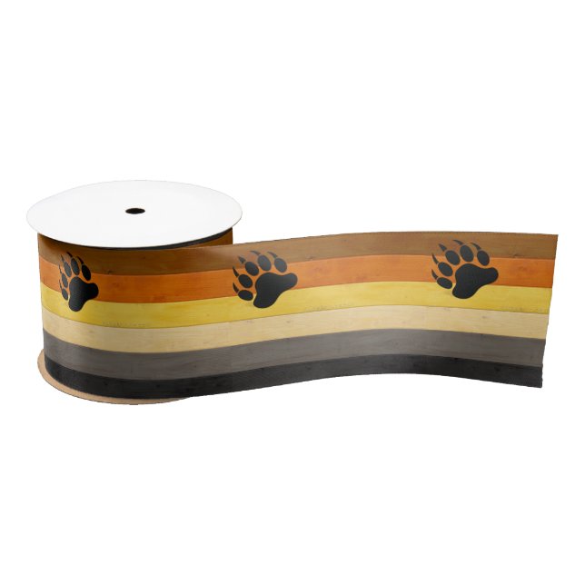 SlipperyJoe's Bear Pride flag wooden floor texture Satin Ribbon (Spool)